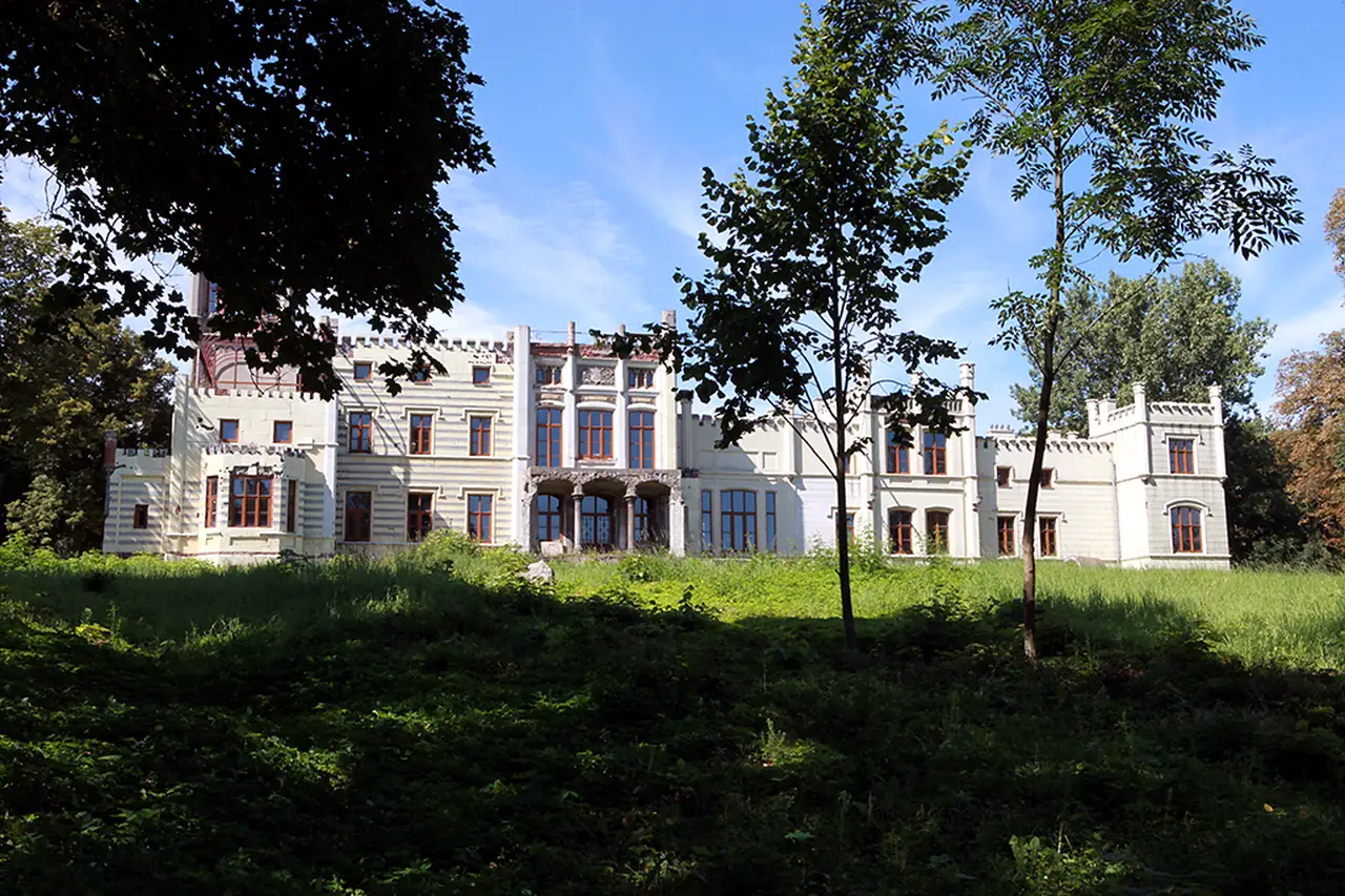 Widok pałacu lub jego bezpośredniego otoczenia w Jankowie
